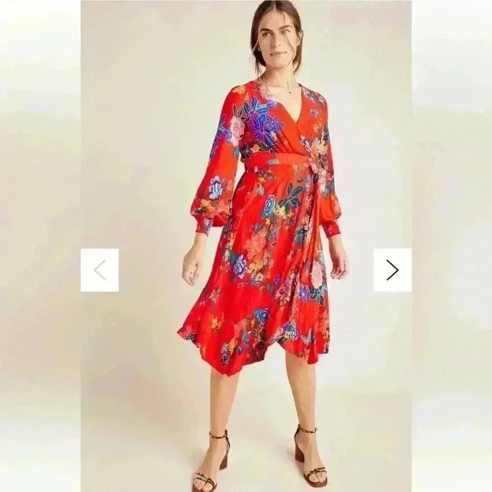 Anthropologie Women’s Boswell Textured Wrap Tunic Dress Size 4